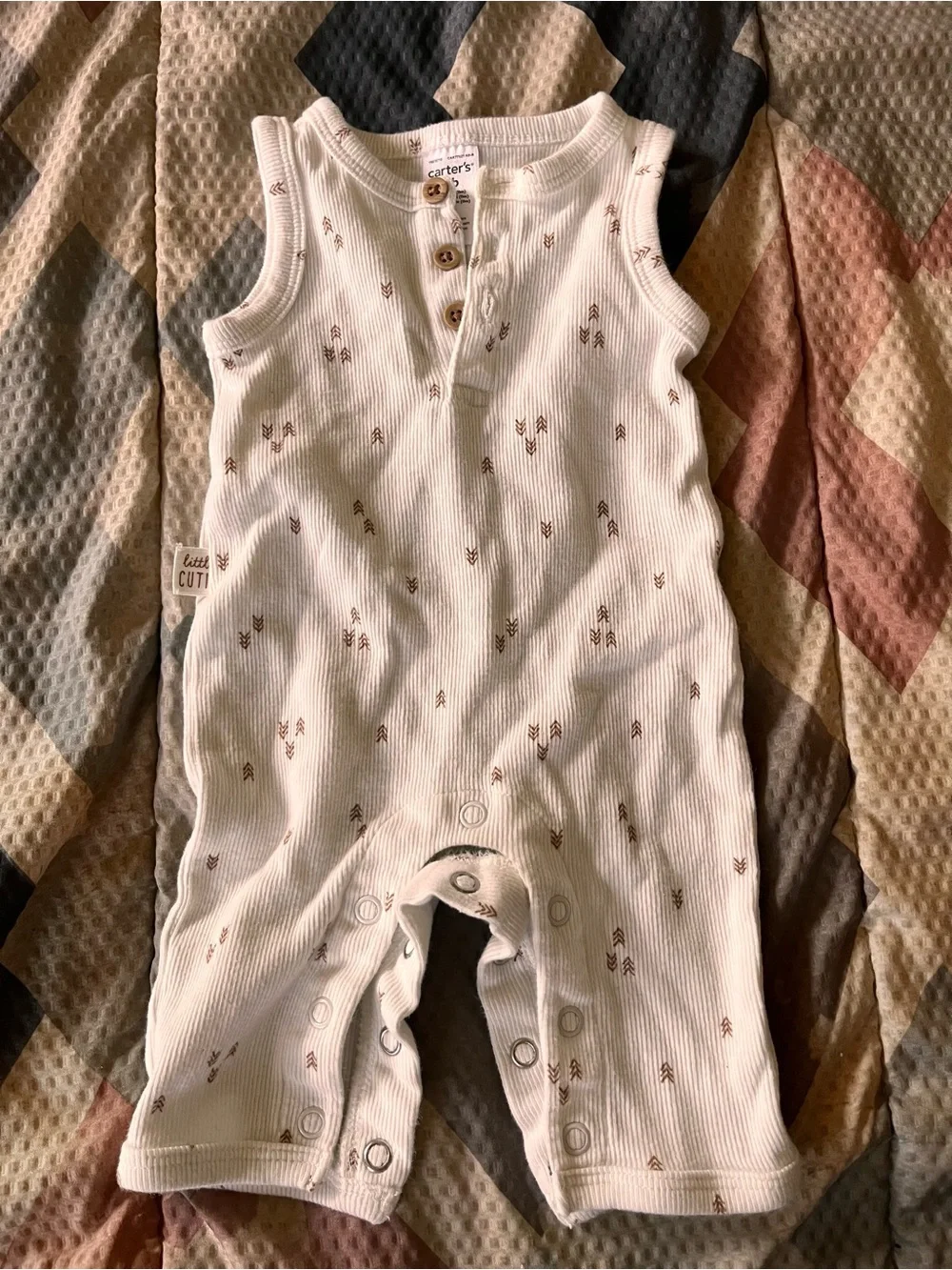 Carter's White Newborn Ribbed Sweater with Brown Arrow Print